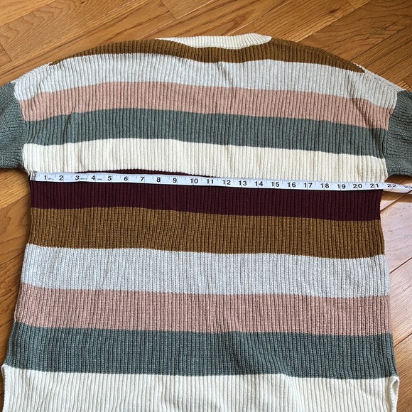 EUC Madewell Thompson Cream Multicolor Striped Sweater Size L - Picture 8 of 12